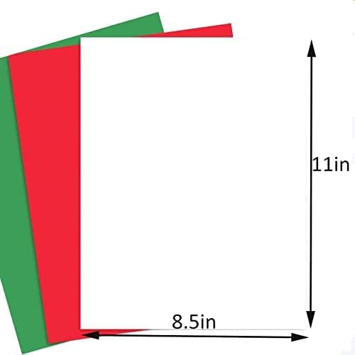 30Sheets Christmas Cardstock Paper 8.5×11 in, 230gsm/80lb Thick Card stock,Printer Paper, Party Decors,Paper Craft, School Suppliesred (red green white)