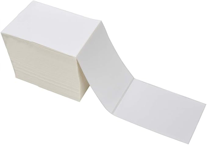 9527 Product Fanfold 4 x 6 Direct Thermal Labels White Perforated Shipping Label, 500 Labels per Stack,1 Stack