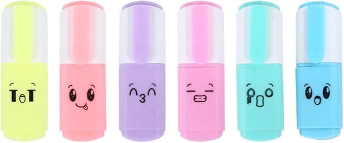 Set of 6 Color Highlighter Markers, Creative Chisel Tip Multi Color Highlighter Pens for Note Taking, Coloring Book and Journal Planner, School and Office, etc.