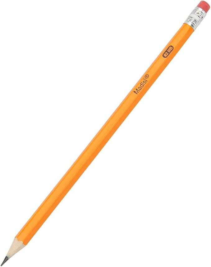 Madisi Wood-Cased #2 HB Pencils, Yellow, Pre-sharpened, Bulk Pack, 1000 pencils