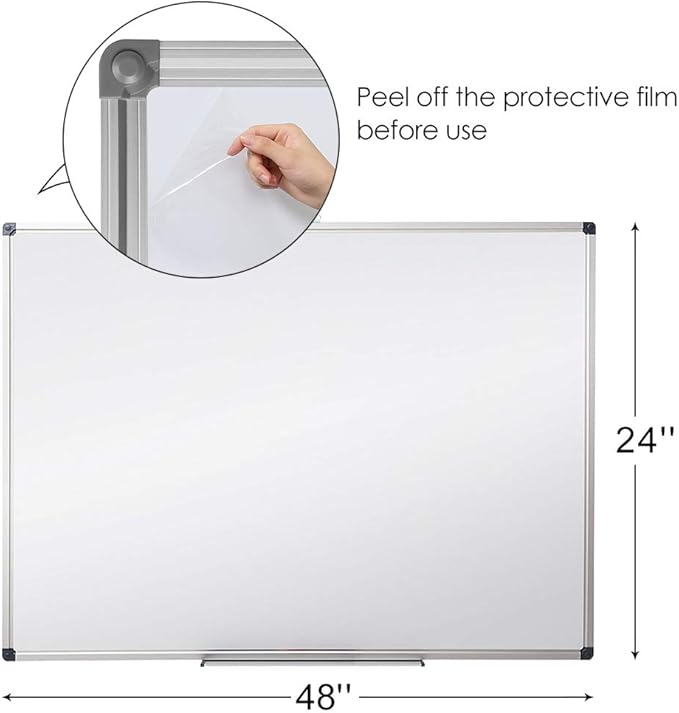 XIWODE Magnetic Dry Erase Board,Whiteboard for Wall, 24 x 48 inches, Whiteboard Marker Board Writing Board,Silver Aluminum Frame, Durable,Whiteboard for Home School & Office