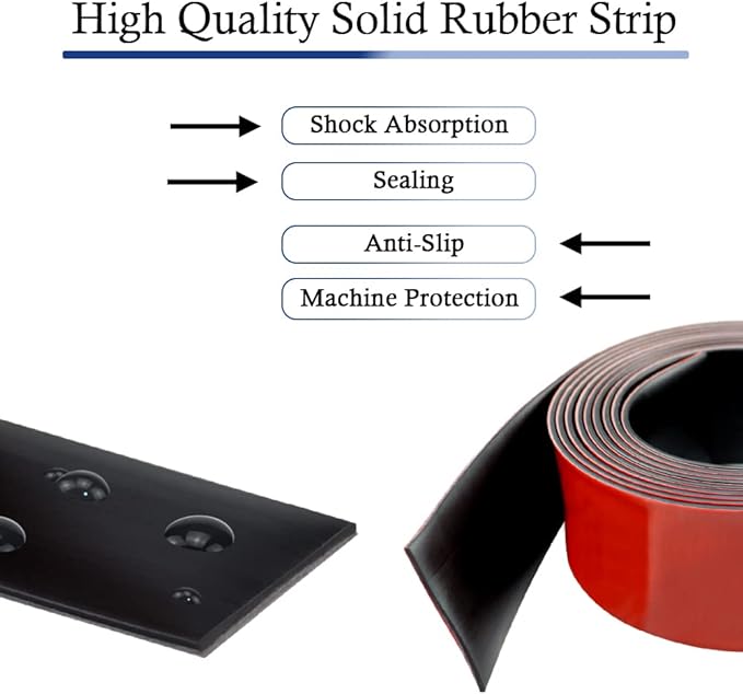 Neoprene Rubber Strips Self Adhesive Solid Rubber Sheets, Rolls & Strips for DIY Gaskets Crafts Pads Seals Warehouse Flooring Rubber Strip with Adhesive Backing (2” Wide x 1/5" Thick x 20' Long, 1)