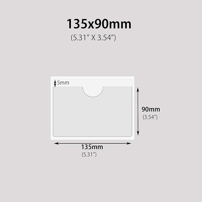 Adhesive Clear Pockets,Self Adhesive Clear Label Pockets Adhesive Card Folder Plastic Pockets Holders Sleeves for Index Cards Planners Cabinet Shelves Photo Cd,10Pieces(135x90mm)