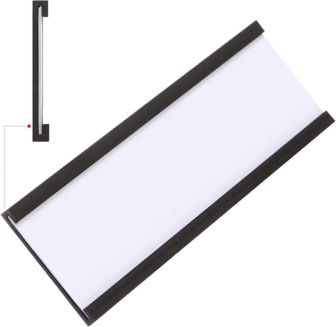 C Channel Magentic Label Holders 1x3 Inches with Paper Inserts and Clear Plastic Protectors,Magnetic Data Card Holders File Cabinet,Pack of 100