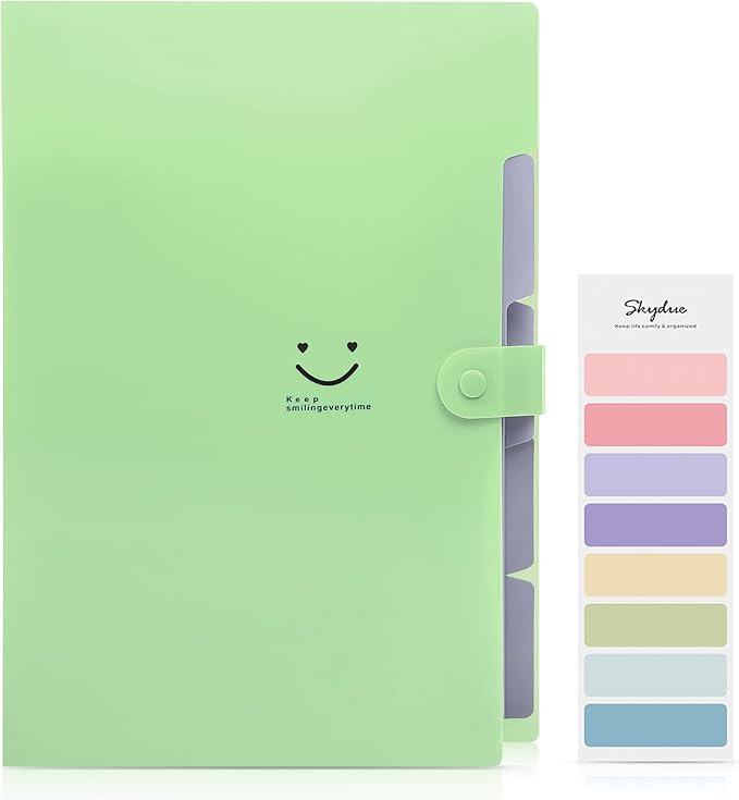 SKYDUE Letter A4 Paper Expanding File Folder Pockets Accordion Document Organizer (Green)