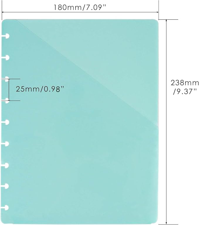Discbound Dividers with Pockets Discbound Notebook 7x9.25'' Divider 9 Disc Bound Classic Size Planner Inserts Pocket 5pcs Plastic Index Dividers for Binder Folder Office