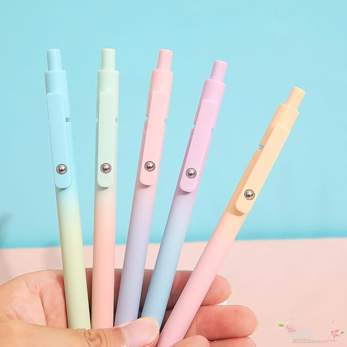 Gel Pens, Easter Basket Stuffers for Kids, Birthday Gifts for Women Teens, Preppy Stuff, Black Ink Pens for Journaling Note Taking, Valentines Gifts for 4-12 Year Old Girl (10 Pcs Gradient)
