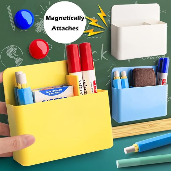 1 Pack Magnetic Marker Holder, Dry Erase Marker Holder Chalk Pen Storage Organizer for Whiteboard/Blackboard, Fridge/Regrigerator, Metal Locker, and Cabinet, (Black)