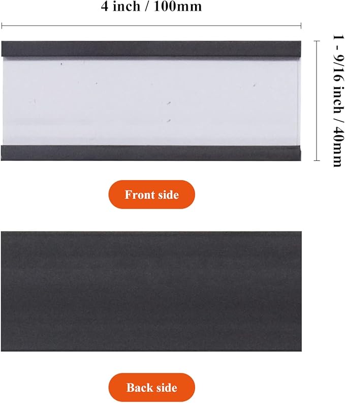 C Channel Magentic Label Holders 1.6x4 Inch, Magnetic Labels for Shelving,Magnetic Data Card Holders File Cabinet Labels,Pack of 50 …