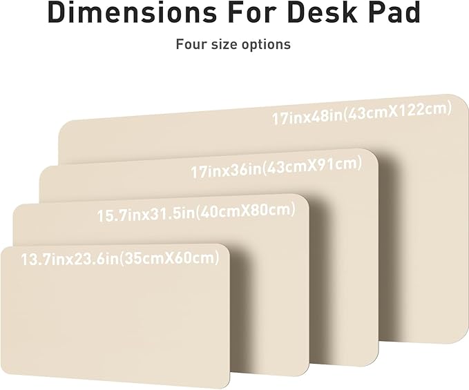Aothia Leather Desk Pad Protector, Office Desk Mat, Large Mouse Pad, Non-Slip PU Leather Desk Blotter, Laptop Desk Pad, Waterproof Desk Writing Pad for Office and Home (48"x17", Beige)