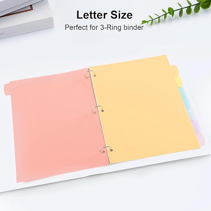 16 Count/2 Sets Write & Erase Binder Dividers with Tabs, Durable Plastic 8 Tab Dividers for 3 Ring Binder Letter Size, Separators for Student School Home Office Document Organizer, Pastel
