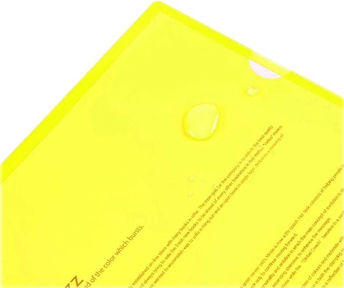 L-Type Plastic Folder Safe Project Pockets Transparent Clear Document Folder 12pcs for A4 paperPlastic Paper Jacket Sleeves in Assorted Project Folders(Yellow)