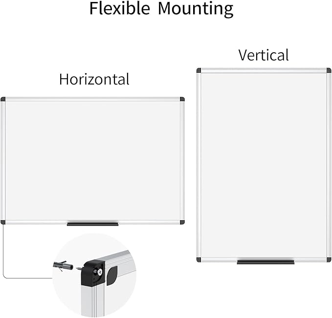VIZ-PRO Dry Erase Board/Whiteboard, 36 X 24 Inches, Wall Mounted Board for School Office and Home