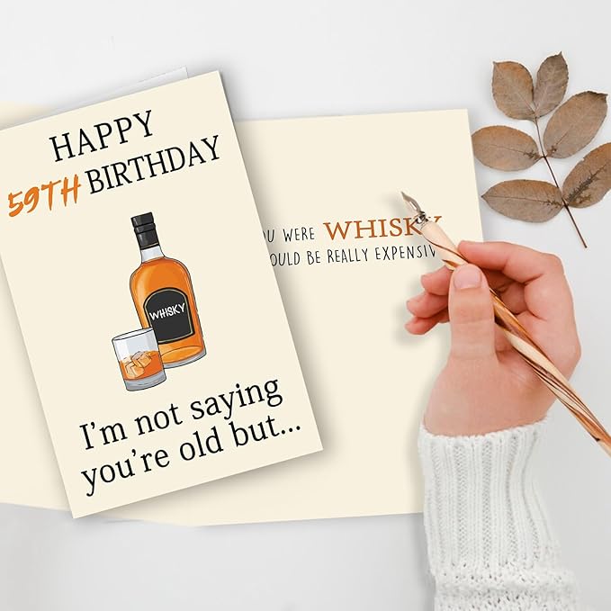 Funny Whiskey 59th Birthday Card, 59th Birthday Gifts for Him Her, Unique 59th Birthday Decorations for Men Women, Happy 59 Year Old Birthday Card Gifts for Husband Wife