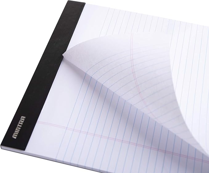 Mintra Office Legal Pads - ((PREMIUM WHITE 6pk, 5in x 8in, NARROW RULED)) - 50 Sheets per Notepad, Micro perforated Writing Pad, Notebook Paper for School, College, Office, Professionalm - Heavyweight