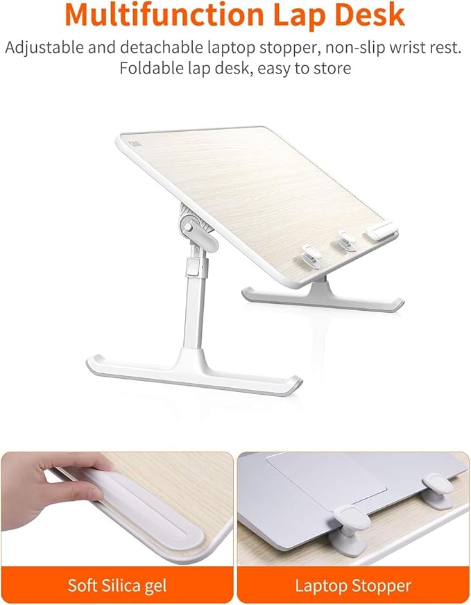 Laptop Desk for Bed, SAIJI Lap Desks Bed Trays for Eating Writing, Adjustable Computer Laptop Stand, Foldable Lap Table in Sofa and Couch(23.6 x 13Teak