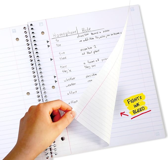 Five Star Spiral Notebook + Study App, 1 Subject, Wide Ruled, 8" x 10-1/2", 80 Sheets, Pastel Doodles (930212F-ECM)