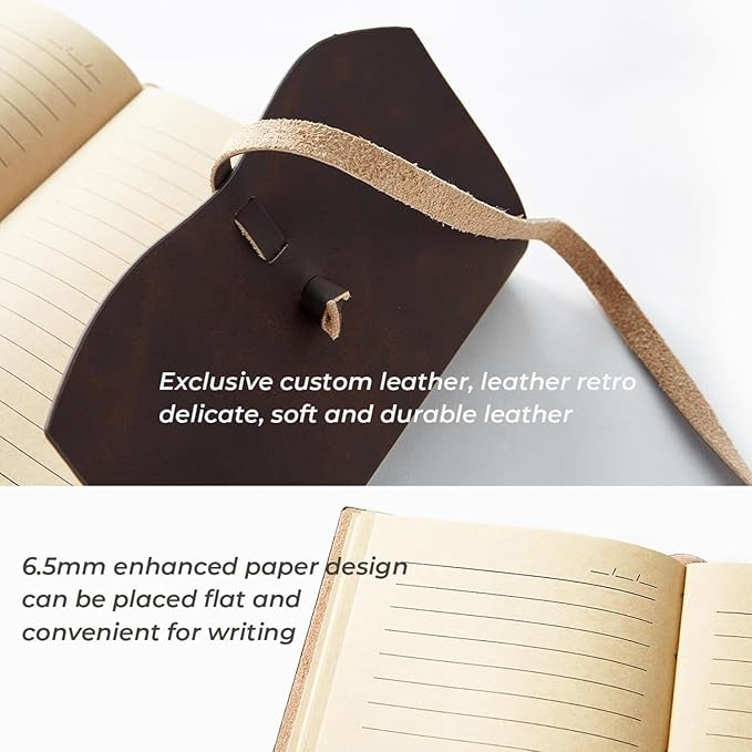 Leather Diary for Women -, A5 Leather Notebook 6x8.1 Inch, Genuine Leather Journals for Writing, Vintage Style, Ideal for Men and Women, Artists, Travelers, Red