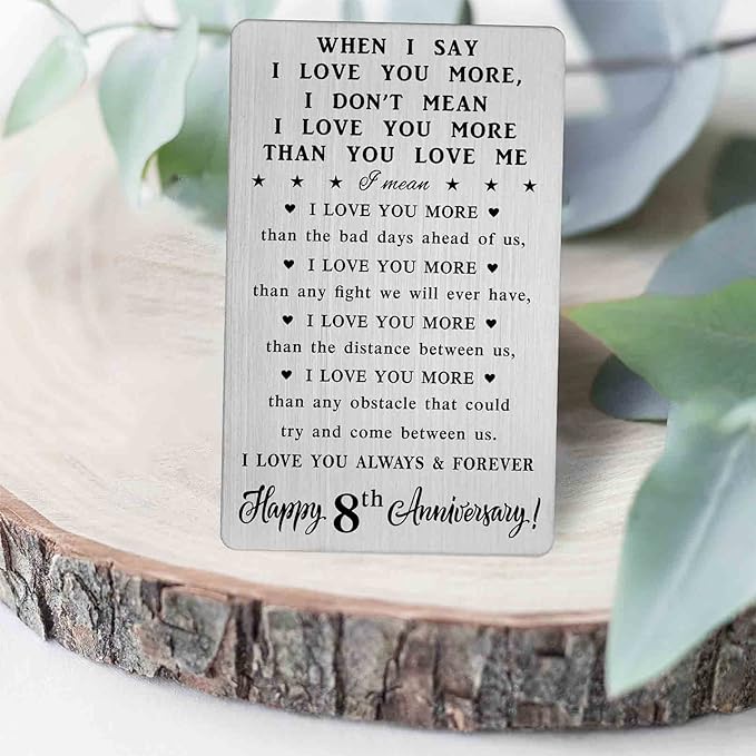 CPLJW 8 Year yr Anniversary Card Gifts for Him Her - 8th Wedding Anniversary Wallet Card Gifts for Men Women