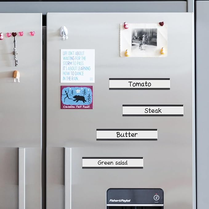 Magnetic Label Holder 0.78"X4",Magnetic Labels for Shelving,Magnetic Data Card Holders File Cabinet Labels,Pack of 50