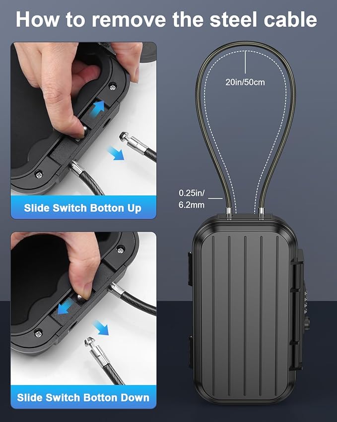 Portable Lock Box, Temracha 4-Digit Combination Lock Box for Travel, Anti-Theft Small Safe Box with Removable Chain, Personal Cash Box for Gym, Hotel, Dorm, Travel