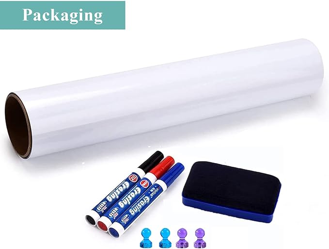 Magnetic Dry Erase Whiteboard Paper, 16" x 24" Self Adhesive Whiteboard for Wall, Easy to Write and Clean Dry Erase Board for Kids, Office, Home, with Marker, Magnetic Eraser and Magnets