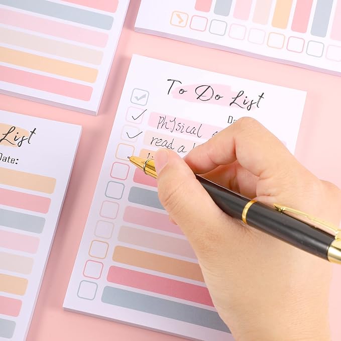 4 Packs to Do List Notepad, 240 Sheets Daily to Do List Sticky Notes 4x6Inches Memo Pad Pastel Candy Color Portable Planner for Coworkers Funny Office Gifts, 4 Cute Designs