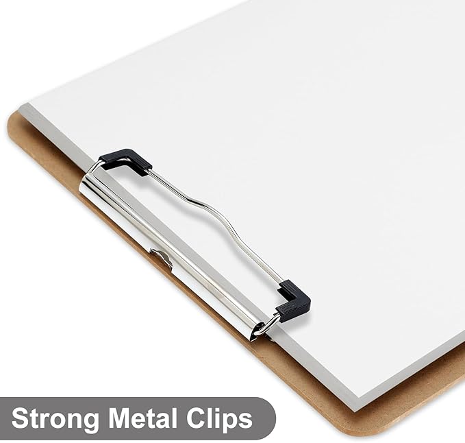 Wood Clipboards Set of 2, Letter Size Hardboard Clip Board 8.5x11 for Classroom, Students, Kid, A4 Standard Size 9" x 12.5" with Low Profile Clip, Office & School Supply