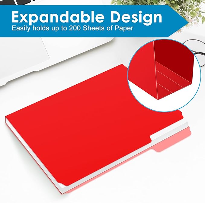 120-Pack Two Tone Color File Folders 8.5 x 11 Inch,1/3 Cut Tab File Folders Letter Size, Assorted Colors, Blue Red Green Yellow Orange Manila File Folders, School Business Office Folders for Document
