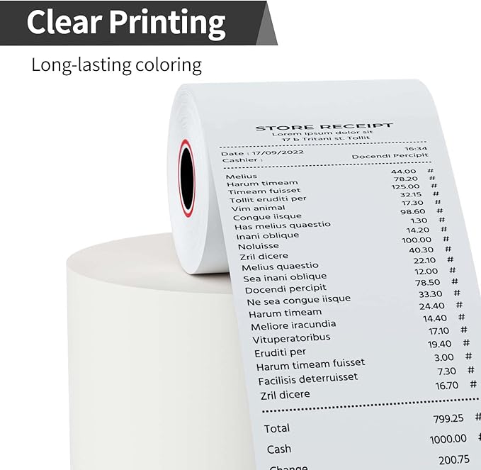 3-1/8 x 230ft Thermal Receipt Paper Rolls, Cash Register Paper Rolls, Thermal Paper for Cash Register/POS Terminals (5 Rolls)