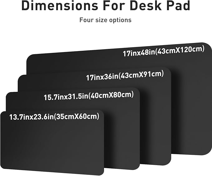 Aothia Leather Desk Pad Protector, Mouse Pad, Office Desk Mat, Non-Slip PU Leather Desk Blotter, Laptop Desk Pad, Waterproof Desk Writing Pad for Office and Home (48"x17", Black)