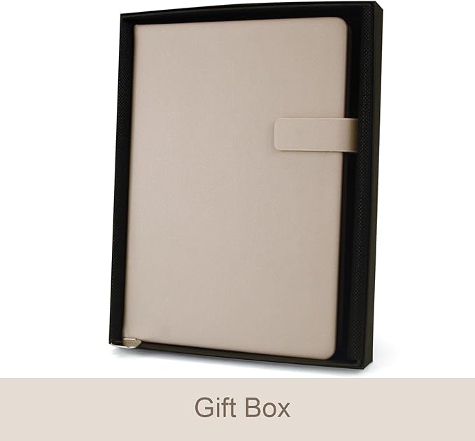 A5 Hard Cover Notebook with Pen Holder, Gold Edges & 180° Lay Flat - Large 5x8.25 Lined, Bookmark, Gift Box - Durable Journal for Office, Study, Travel - Writers, Students(Light Coffee)