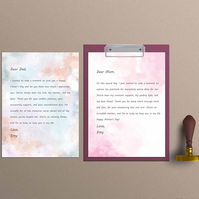 DUGUTUL Watercolor Stationary Paper, 100 gsm Printer Paper 8.5 x 11, 12 designs, Double-Sided, Colored Paper for Writing Letters and Invitations, Writing Paper for Business or Personal Use (48)