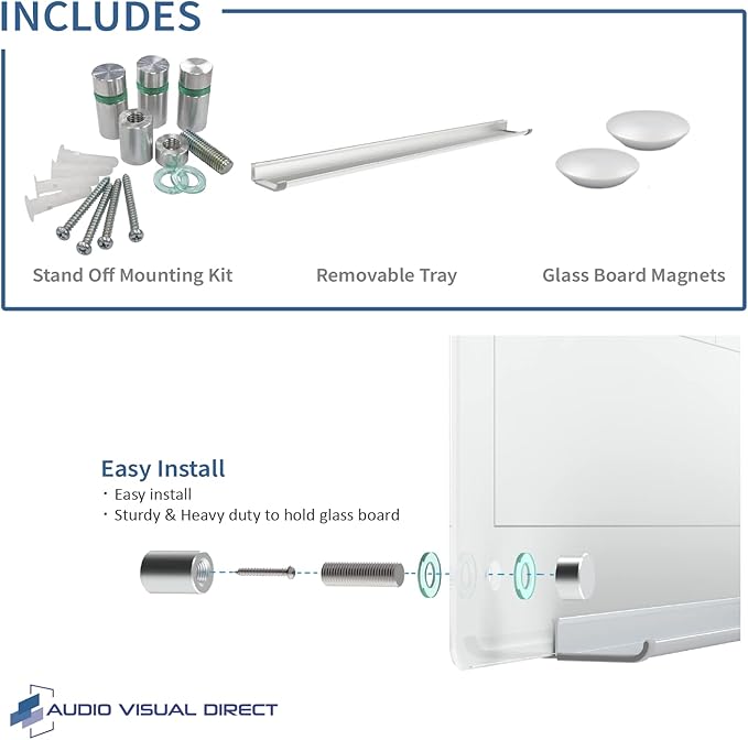 Audio-Visual Direct Magnetic Glass Dry Erase Board Set (3' x 2', Calendar Ultra White) for Wall - Monthly Planner