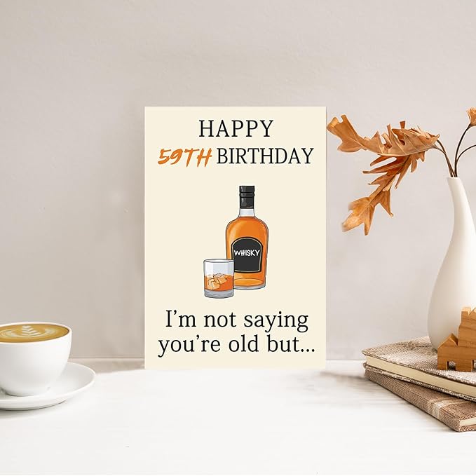Funny Whiskey 59th Birthday Card, 59th Birthday Gifts for Him Her, Unique 59th Birthday Decorations for Men Women, Happy 59 Year Old Birthday Card Gifts for Husband Wife
