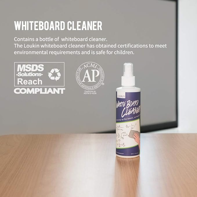 loukin Non-Toxic Whiteboard Cleaner, 8.5 fl oz Dry Erase Board Cleaner, Low-Odor Whiteboard Cleaning Spray, Removes Stubborn Marks from Whiteboards