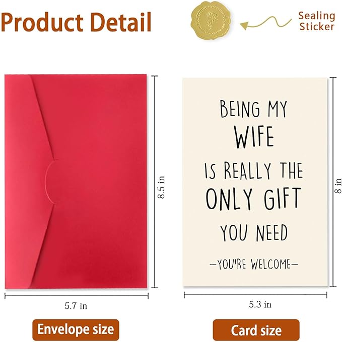 Funny Birthday Card Gift for Wife, Unique Wife Birthday Cards Gifts from Husband, Sweet Valentine's Day Gifts for Her, Unique Anniversary Card for Wife, Love Card for Women