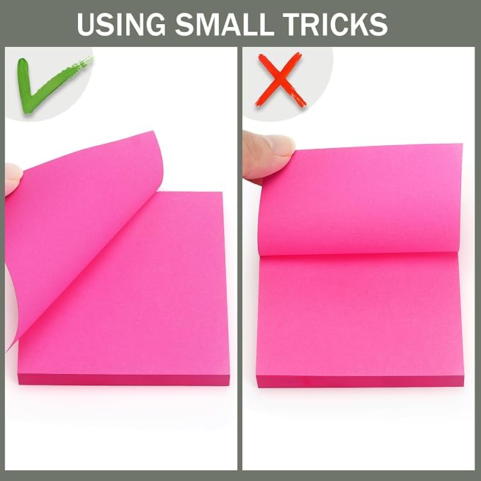 Sticky Notes 3x3 Self-Stick Notes Bright Colors Sticky Notes 4 Pads 100 Sheets/Pad (Rose Red)
