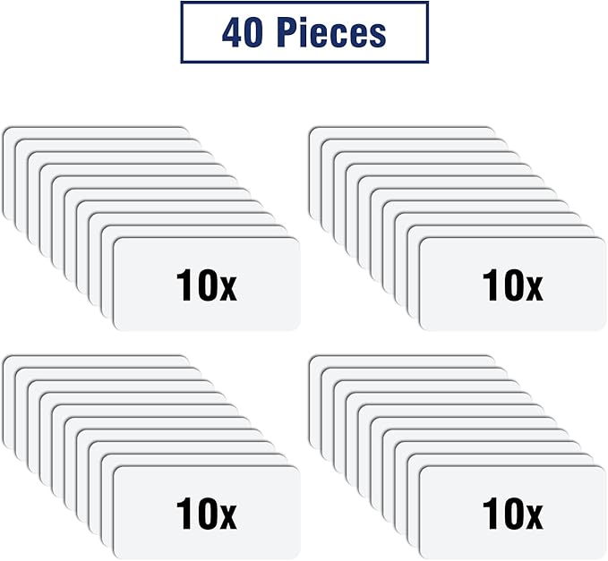 Reusable Magnetic Labels 4x2 Inch White, Dry Erase Magnetic Labels for Whiteboards,Pack of 40