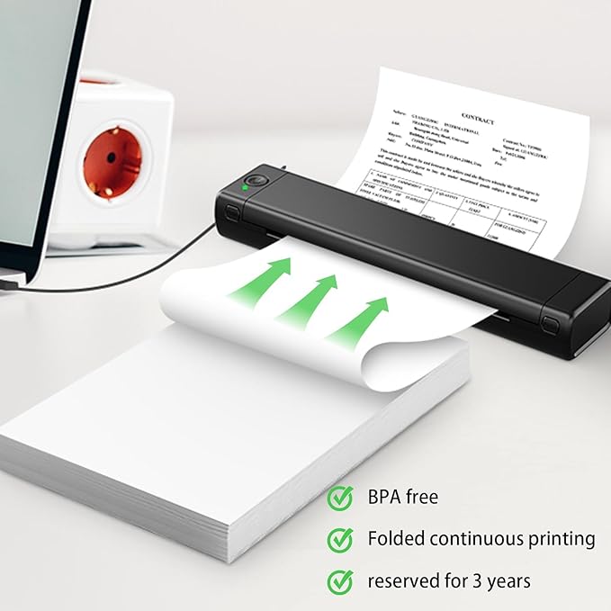 200 Sheets, Thermal Printer Paper 8.5 x 11 Inch, Folded US Letter Size, Suitable with Most Thermal Portable Printer, Such IOO.., Munb.., Jad.., Hpr.., Phome.., Quick-Drying, Waterproof(Keep 3 Years)