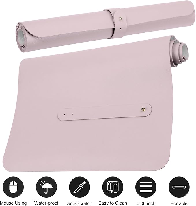 Boutilon Leather Desk Pad,47"x 24"XXX Large Business Desk Pad,Waterproof Student Study Desk Mat Protector Writing Pad for Keyboard and Mouse in Home Office Accessories(XXXL-Light Pink)