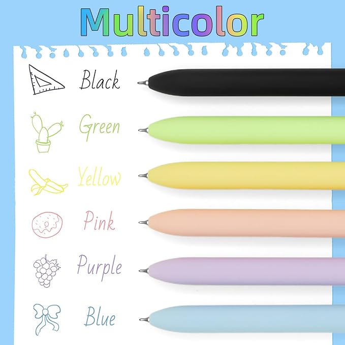 UIXJODO Colored Pens, 6 Pcs Colorful Pens Fine Point Smooth Writing Pens, 0.5mm Colored Ink Gel Pens for Journaling Note Taking Planner, School Supplies Gifts for Nurse Teacher (6 Pcs Gold Vibrant)