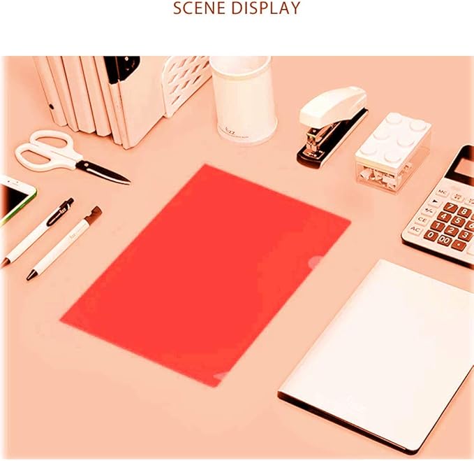 L-Type Plastic Folder Safe Project Pockets Transparent Clear Document Folder 12pcs for A4 paperPlastic Paper Jacket Sleeves in Assorted Project Folders(red)