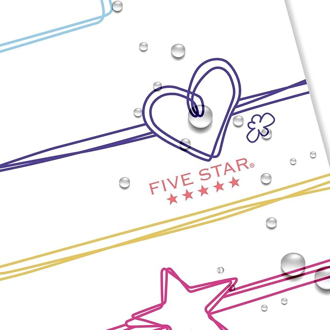 Five Star Spiral Notebook + Study App, 1 Subject, Wide Ruled, 8" x 10-1/2", 80 Sheets, Pastel Doodles (930212F-ECM)