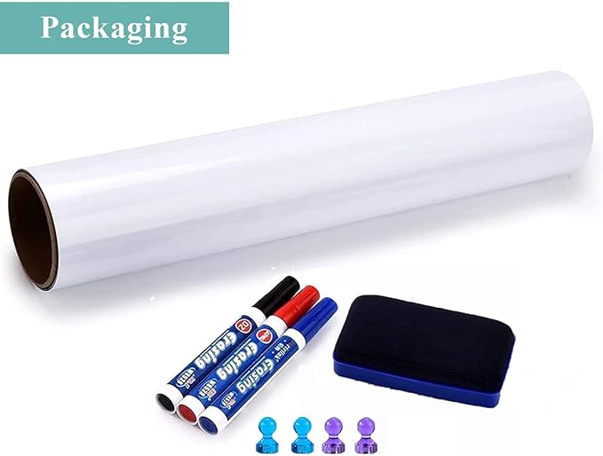 Magnetic Dry Erase Whiteboard Sheet, 72" x 40" Self Adhesive Whiteboard for Wall, Easy to Write and Clean Dry Erase Board for Kids, Office, Home, with Marker, Magnetic Eraser and Magnets