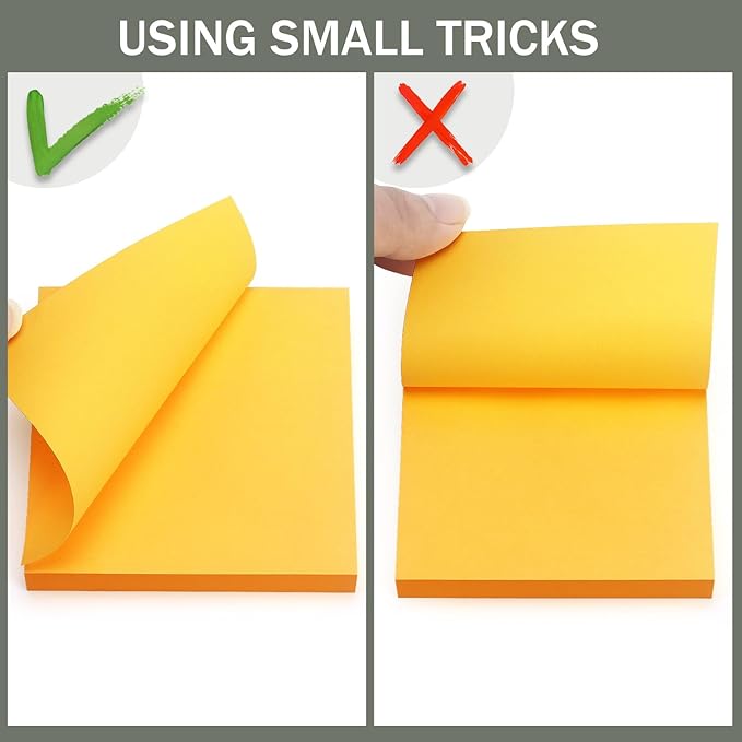 Sticky Notes 3x3 Self-Stick Notes Bright Colors Sticky Notes 4 Pads 100 Sheets/Pad (Orange)