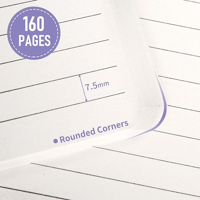 Hardcover Executive Notebooks, 160 Pages Line Ruled Classic Notebook Journal, Leather Notebooks with Pen Loop for Bussiness College Writing (MintPurple)