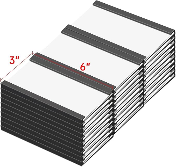 Magentic Label Holders 3x6 Inch, Magnetic Labels for Shelving,Magnetic Data Card Holders File Cabinet Labels,Pack of 30