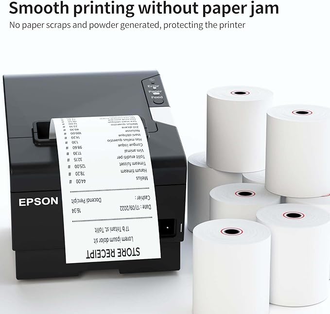 3-1/8 x 230ft Thermal Receipt Paper Rolls, Cash Register Paper Rolls, Thermal Paper for Cash Register/POS Terminals (5 Rolls)