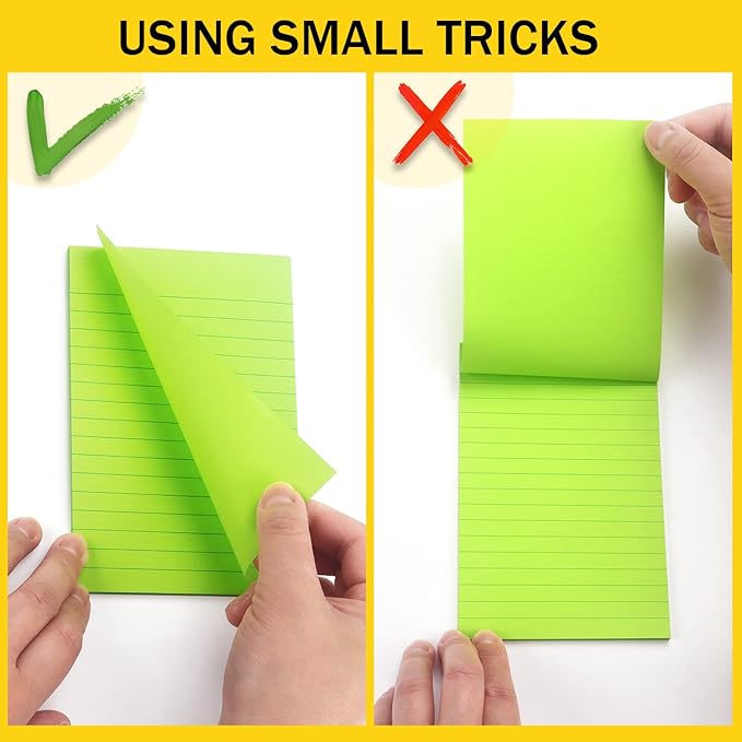 Eastern Wolf 8 Pads Lined Sticky Notes 4x6 Sticky Notes with Lines Self-Stick Note Pads 8 Bright Multi Colors, 35 Sheet/Pad